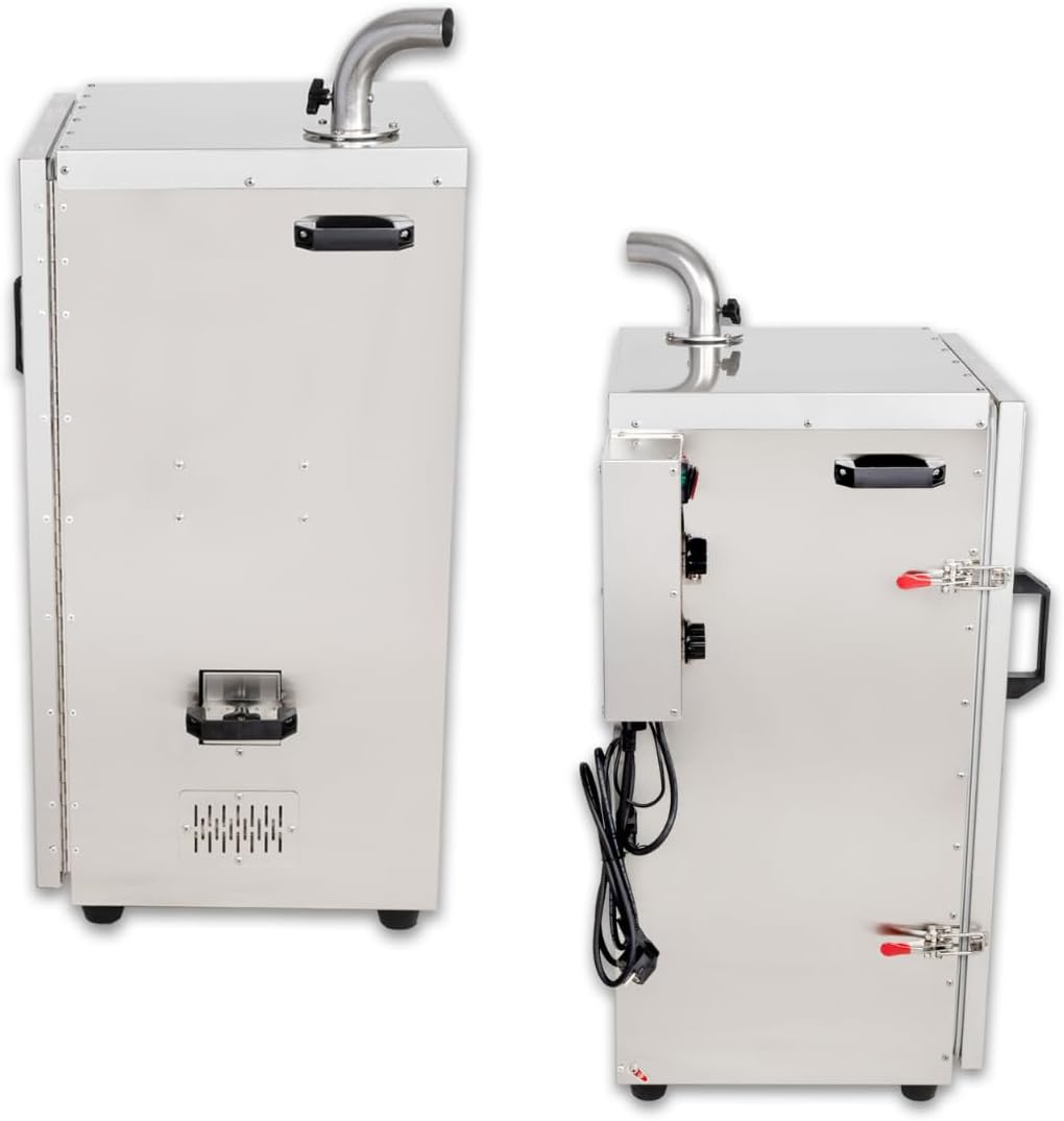 Beeketal 'BDSH-S03' elektrischer Edelstahl Räucherofen mit Wärmedämmung (doppelwandig), Räucherschrank mit Zeitsteuerung, Thermostat (30-135°C) und Gewürzschublade - (H/B/T) ca. 900 x 600 x 410 mm