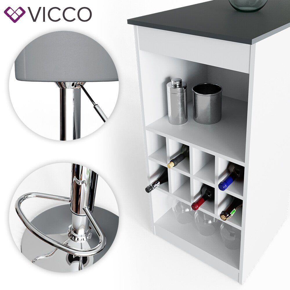 VICCO Bartisch ROSS Weiß Bartresen Stehtisch Tresentisch Bistrotisch Tisch inkl. Barhocker
