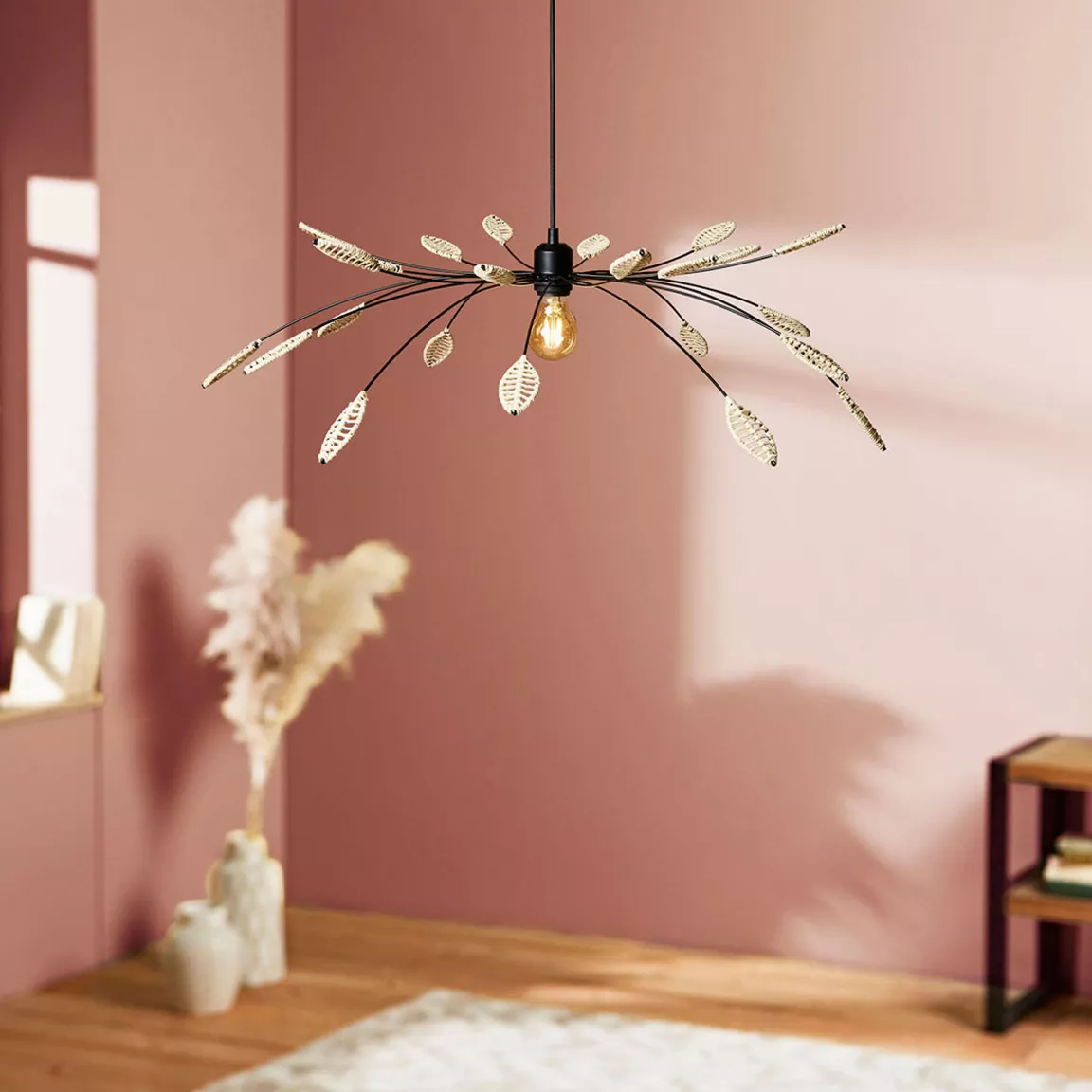Suspension métal et pétales (D80 cm) Ellisse Naturel