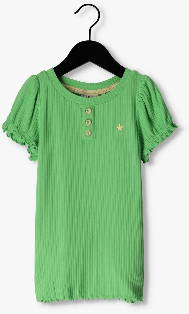 LIKE FLO groene like flo t-shirt solid rib ss tee