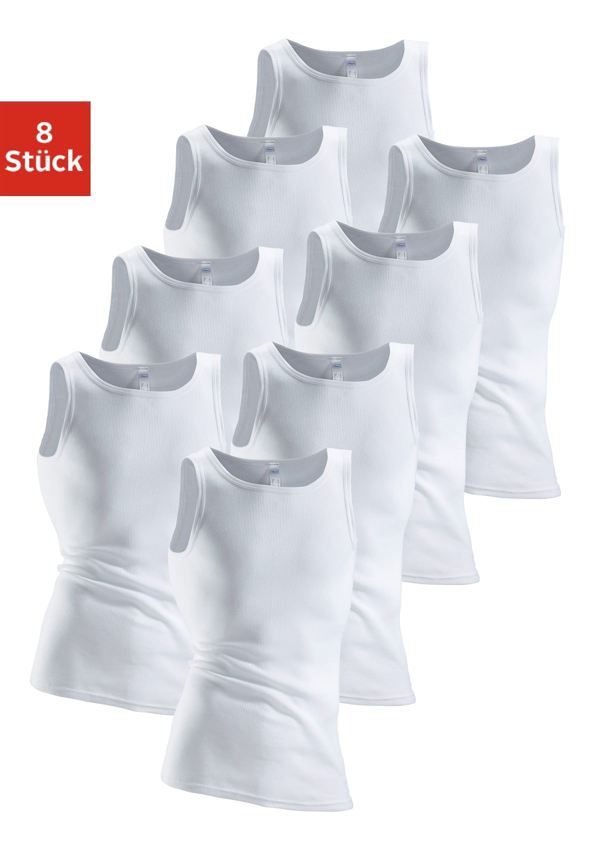 Clipper Unterhemd, 8 Stk. aus Doppelripp, Tanktop, Unterziehshirt