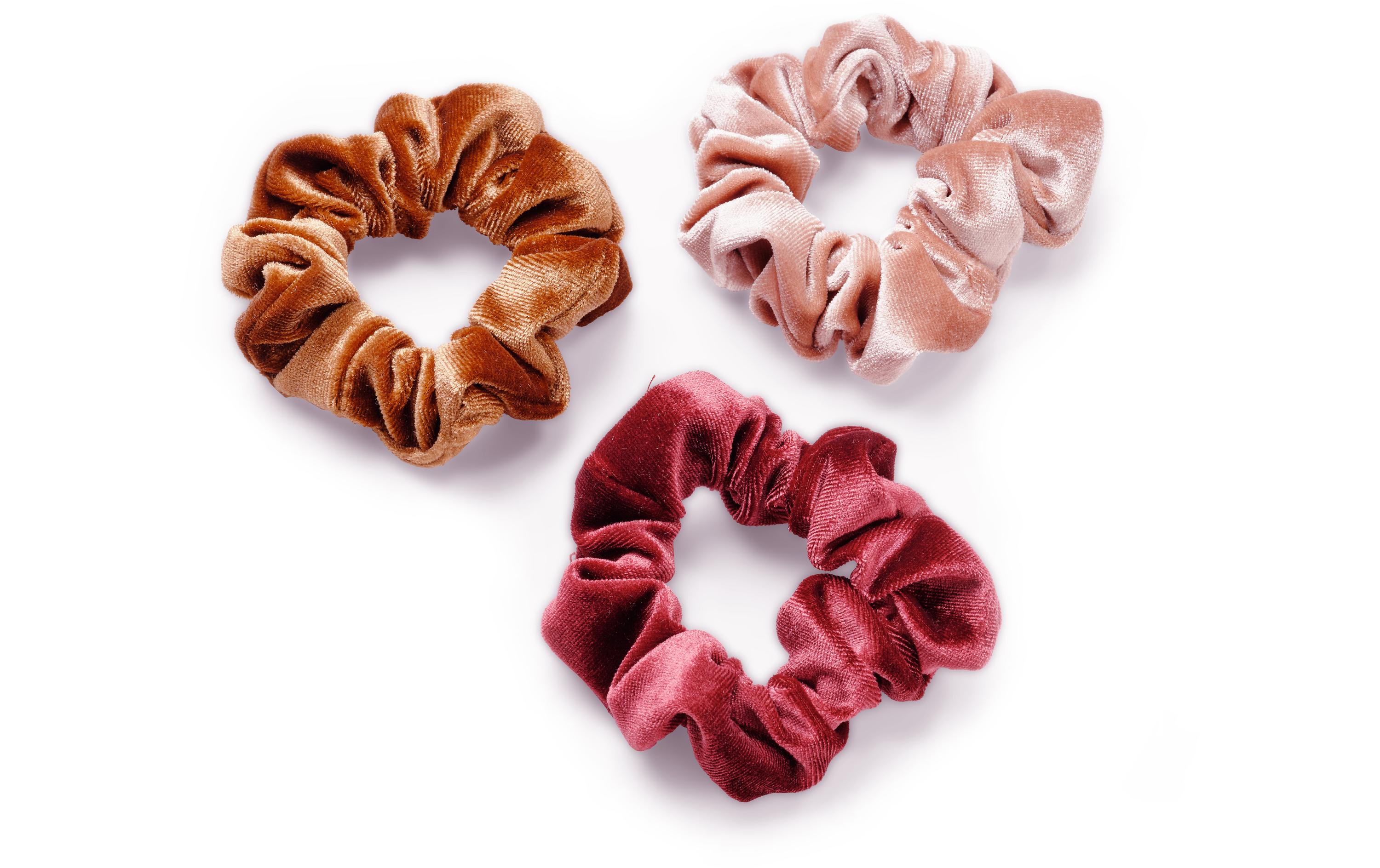 Haargummi Scrunchie Yoga braun/bordeau 3 StückSamtig-weiche Scrunchies für maximale Bewegungsfreiheit