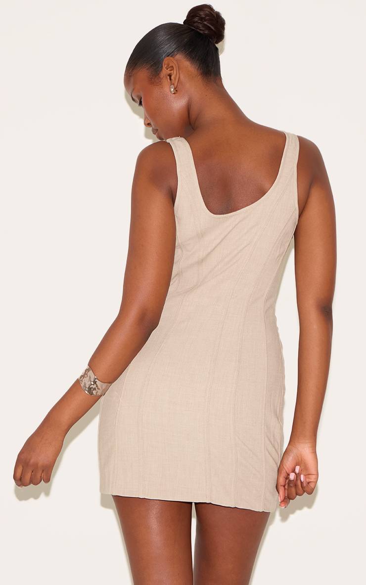 Châtaigne Robe Mini À Détail Corset En Tissu Tissé