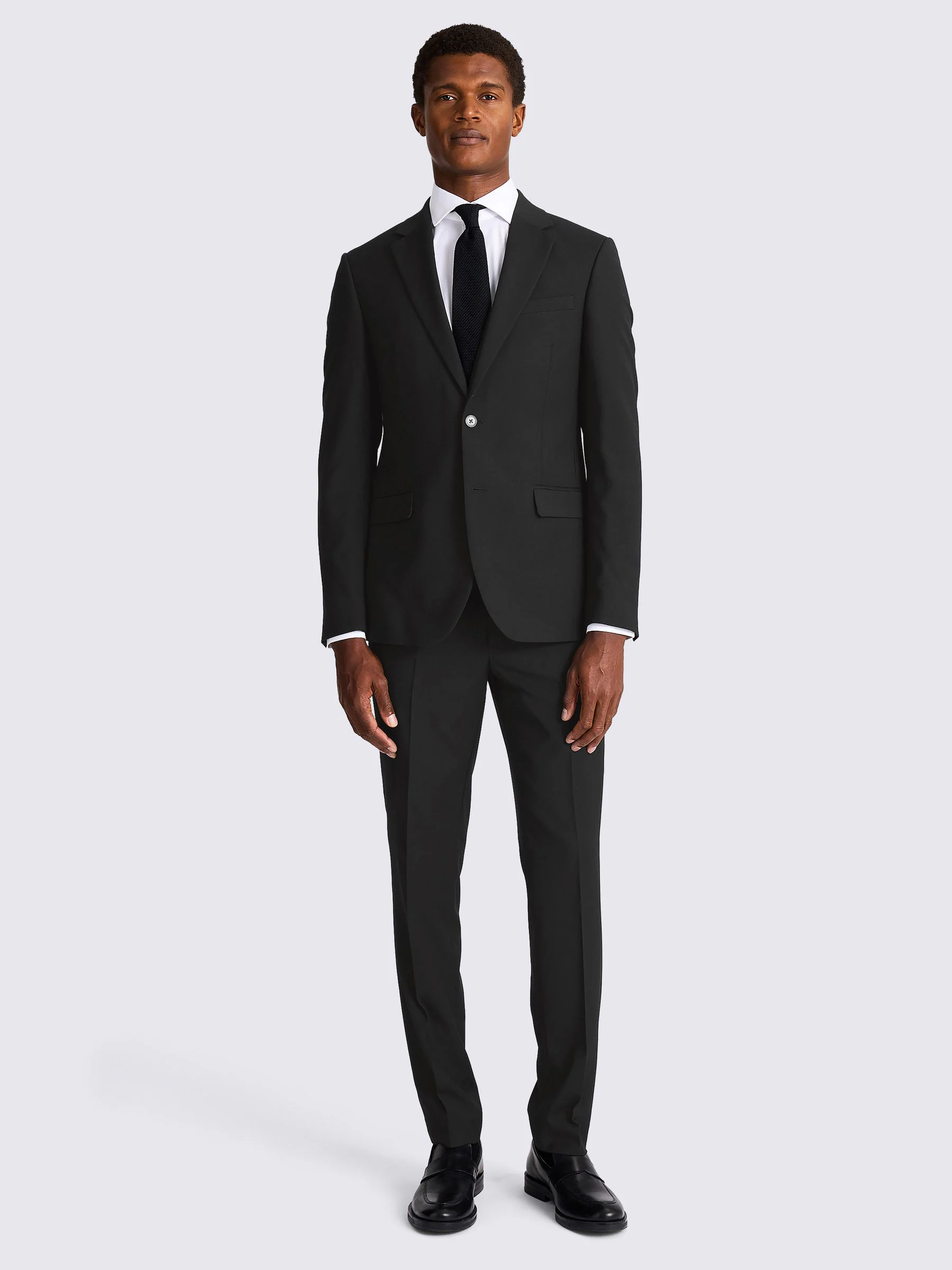 Zwart - MOSS Slim-fit stretchcolbert