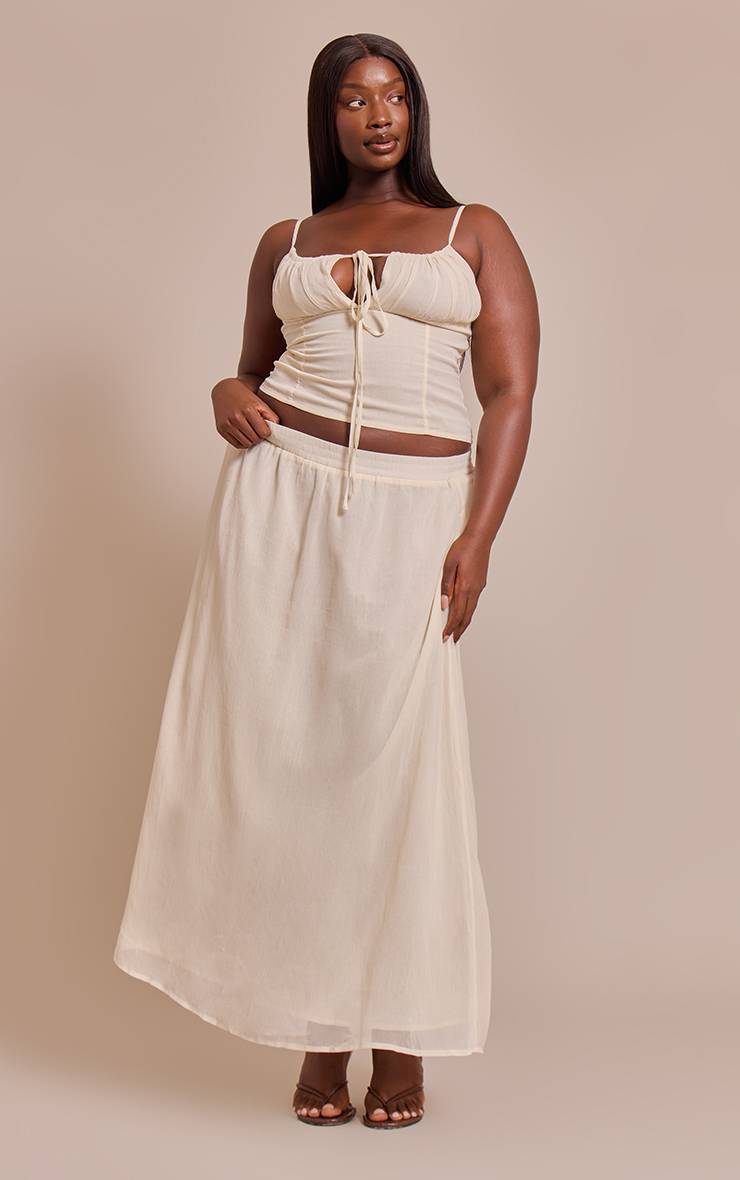 Pale Yellow Jupe Maxi Fluide En Mousseline Grande Taille