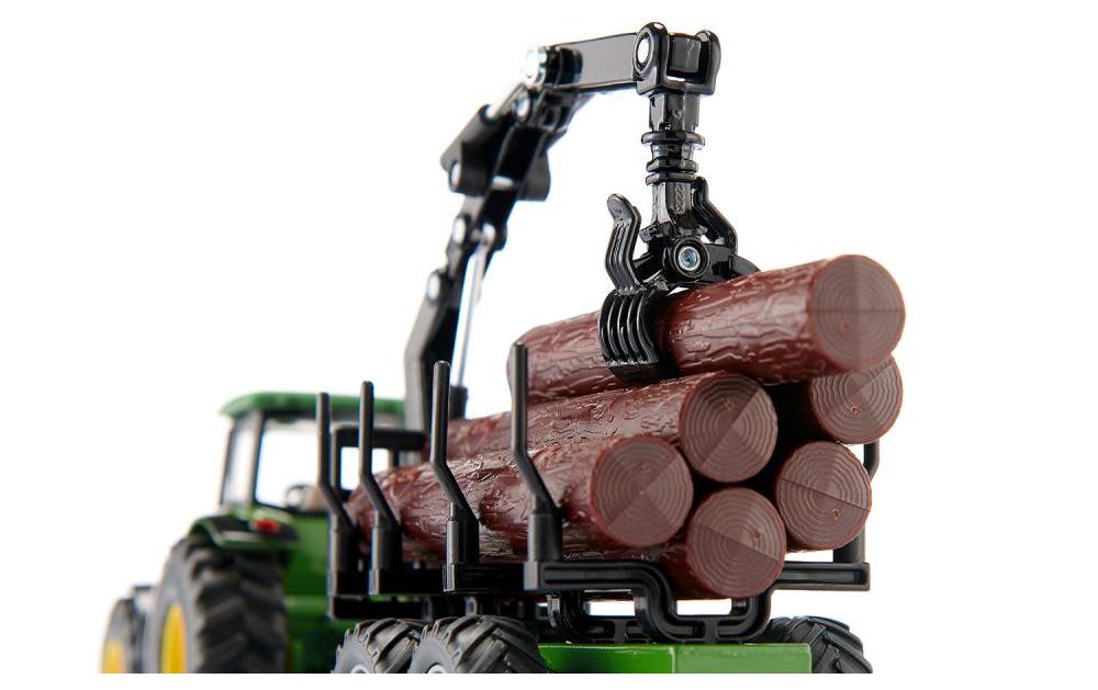 Traktor John Deere 8430 mit Forstanhänger 1:50Siku Farmer Traktor Modell mit Kran-Anhänger für Baumstämme