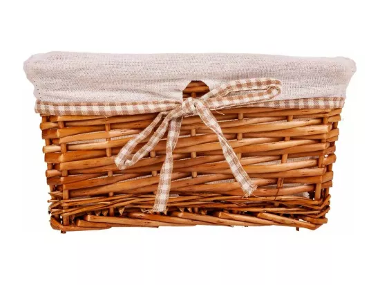 Set de 3 paniers en osier doublés marrons
