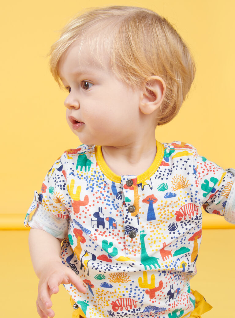 T-shirt col tunisien motif fantaisie coloré bébé garçon