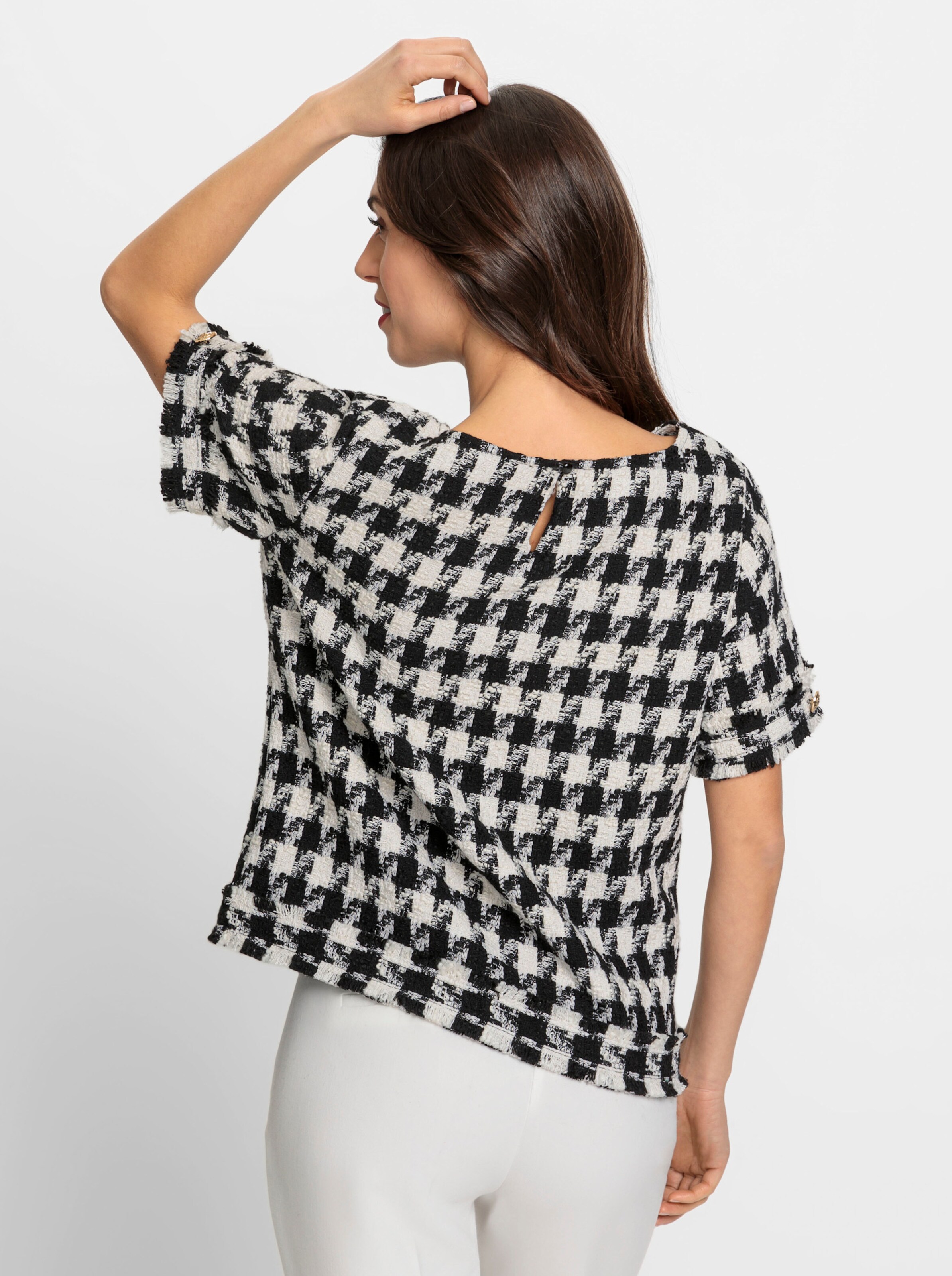 heine Bluse in schwarz-ecru Pepita