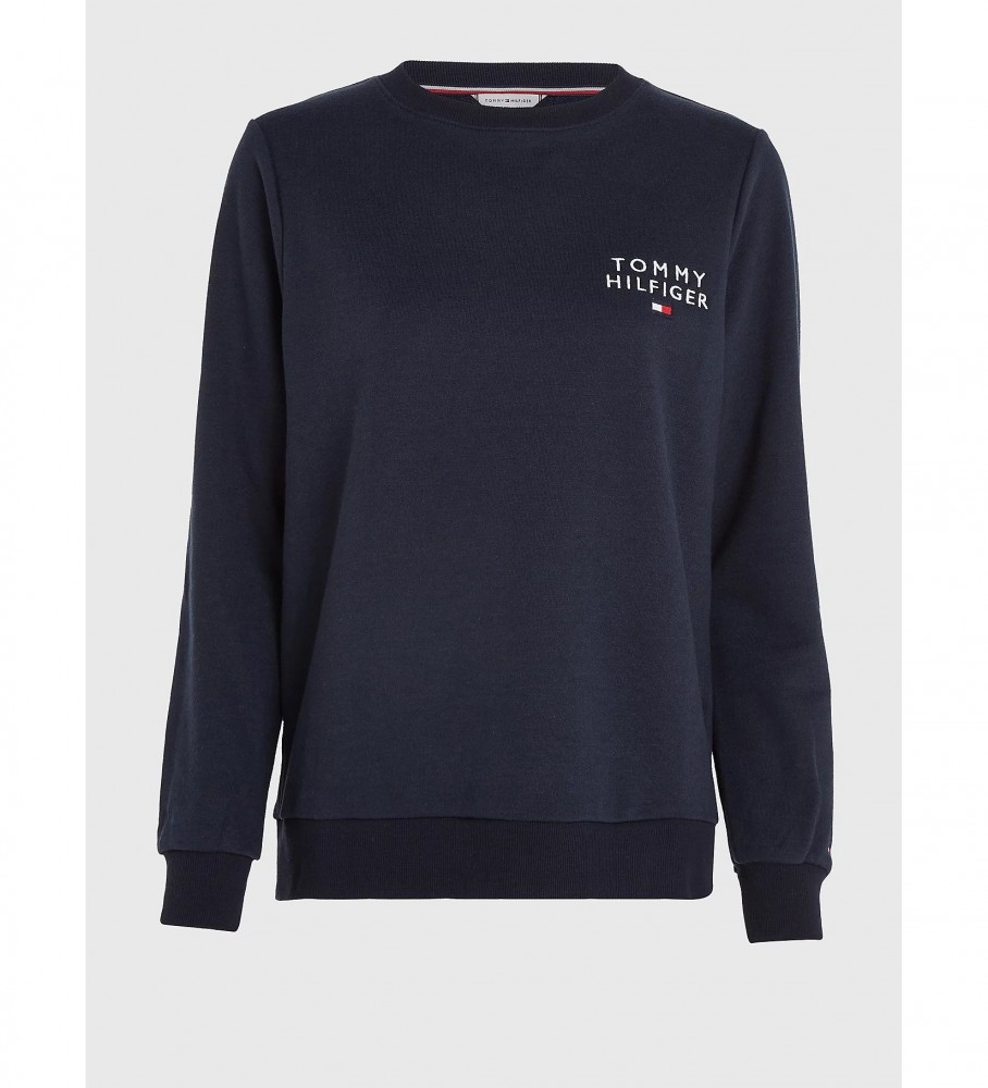 Moletom Tommy Hilfiger com gola redonda e logo azul-marinho