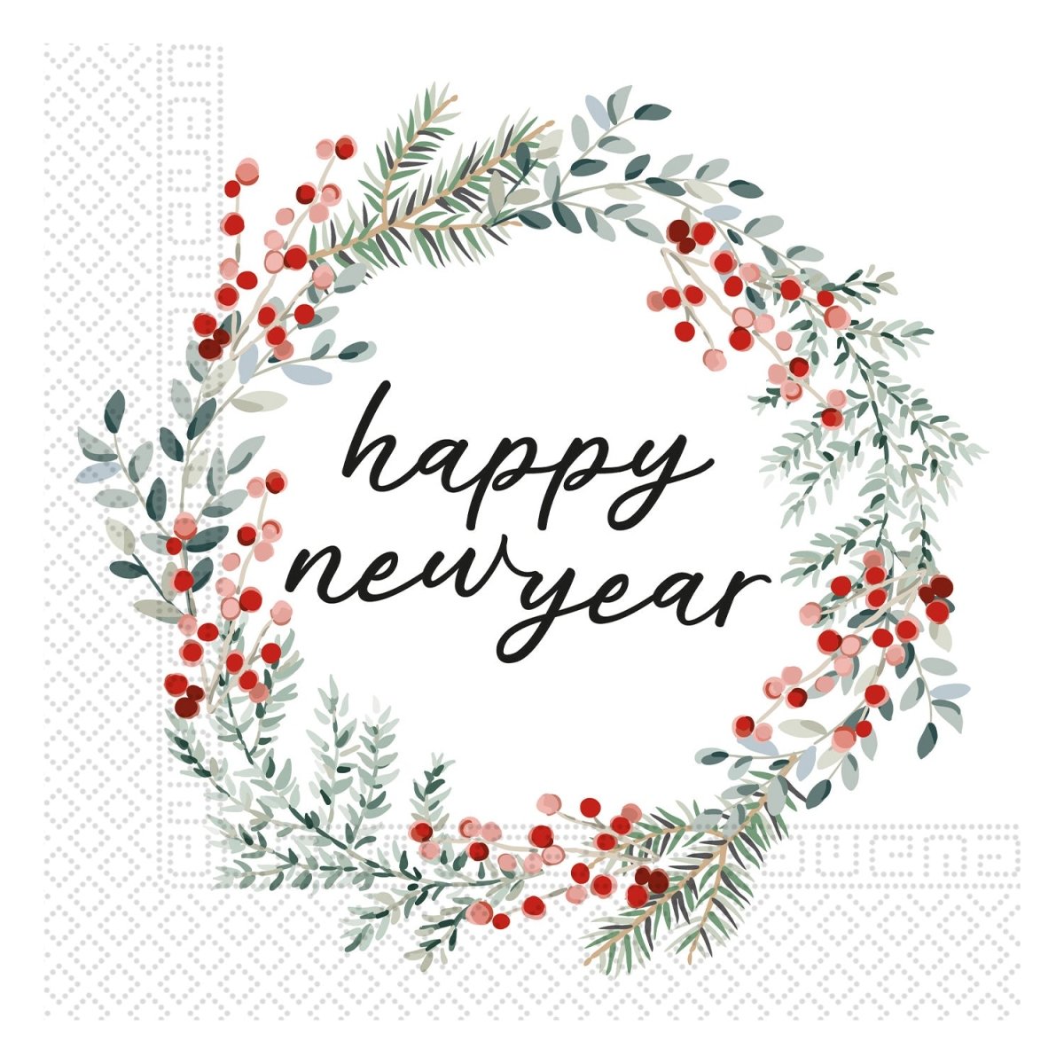 Happy New Year Servetten Krans 33cm 20st