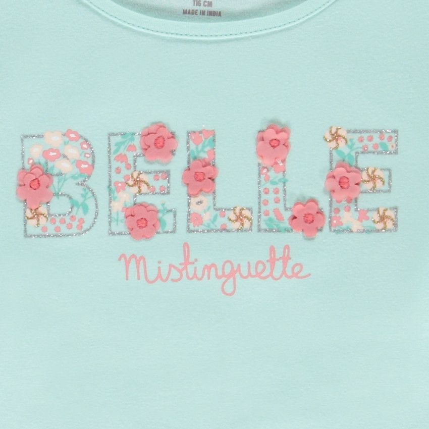 T-shirt manches courtes en jersey avec print fantaisie pour fille - Bleu
