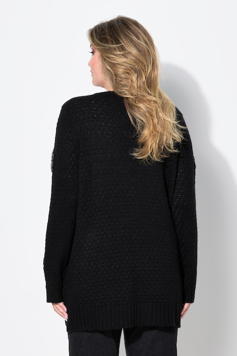Pullover, Classic Fit, 3D Blüten, Seitenschlitze
