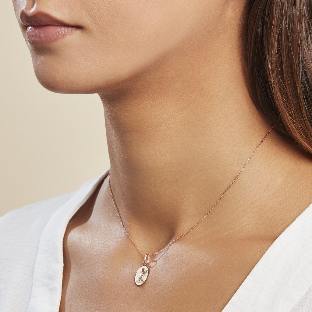 Pendentif Ange Ovale Or Rose