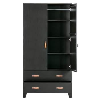 WOOOD kledingkast Dian zwart grenenhout 180 x 94 x 40 cm