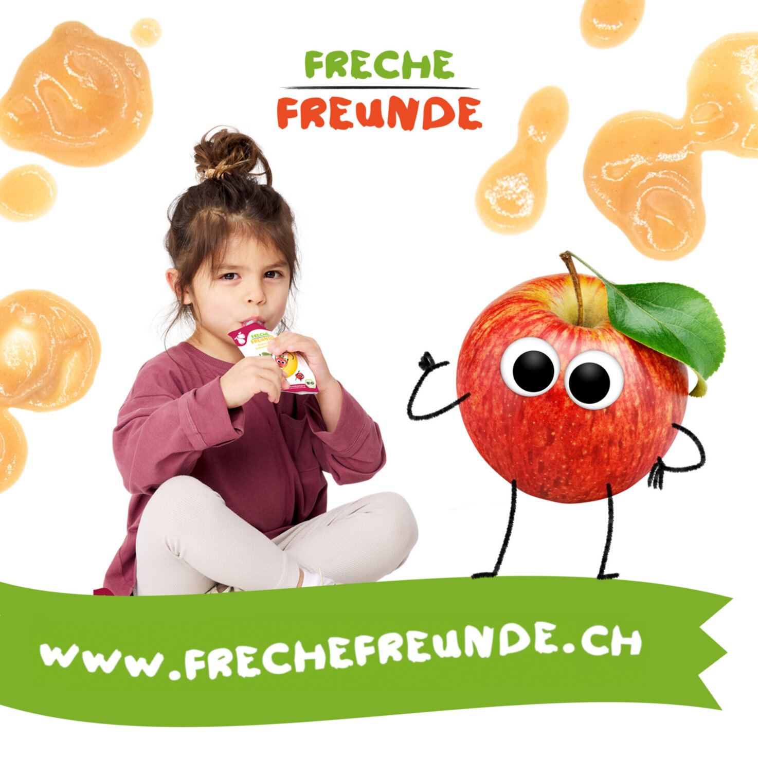 Freche Freunde Bio Quetschbeutel Banane Apfel Erdbeere Himbeere 6+ Monate