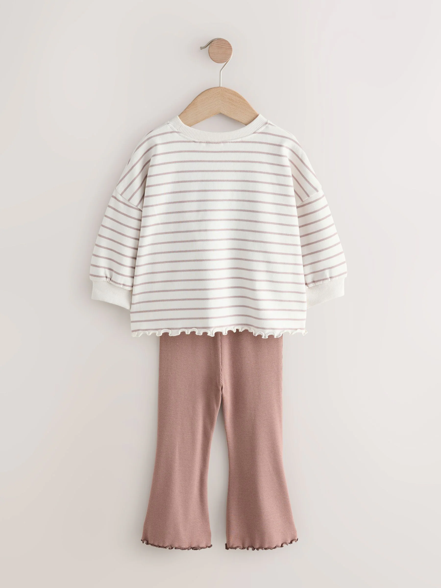 Naturel met rendier - Set met top met lange mouwen en uitlopende broek (3mnd -7jr)
