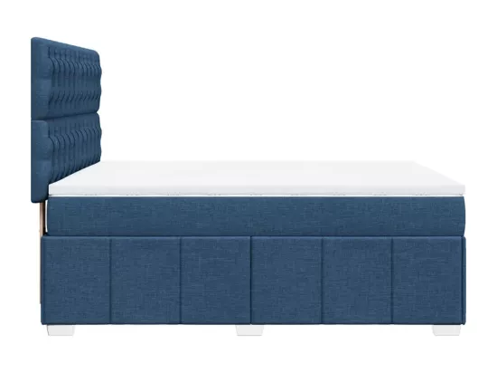 Sommier à lattes de lit avec matelas Bleu 160x200 cm Tissu