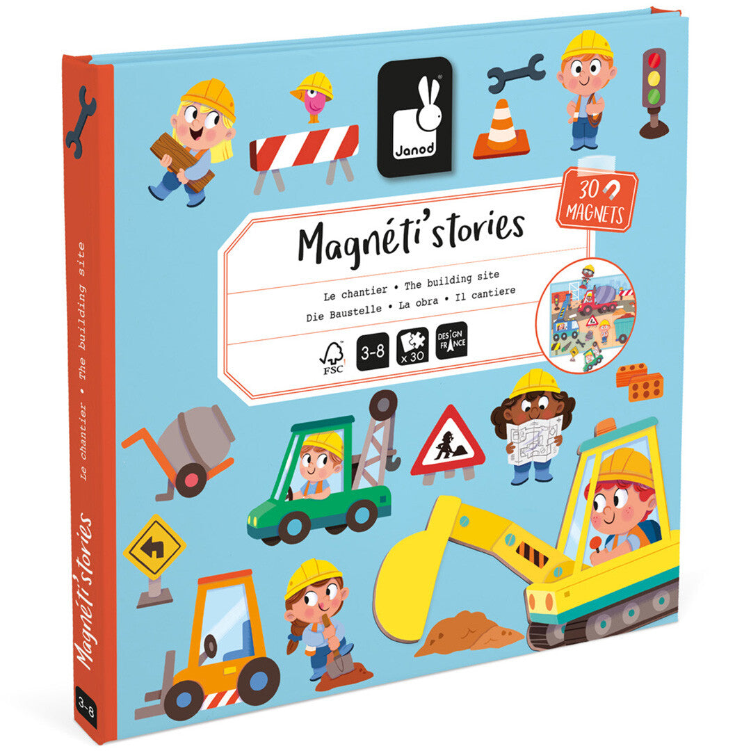 Janod magneetboek magnéti'stories - bouwterrein