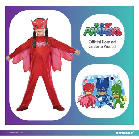 amscan Kinderkostüm PJ Masks Eulette Good, rot, 3 - 4 Jahre, 98 - 104 cm