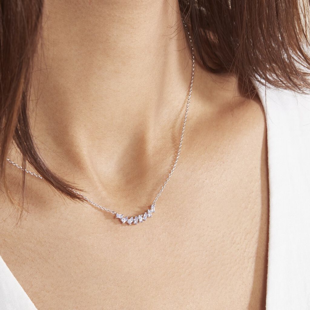 Collier Adonia Argent Blanc Oxyde De Zirconium Bleu
