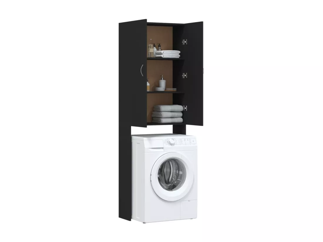 Meuble pour machine à laver Noir 64x25,5x190 cm