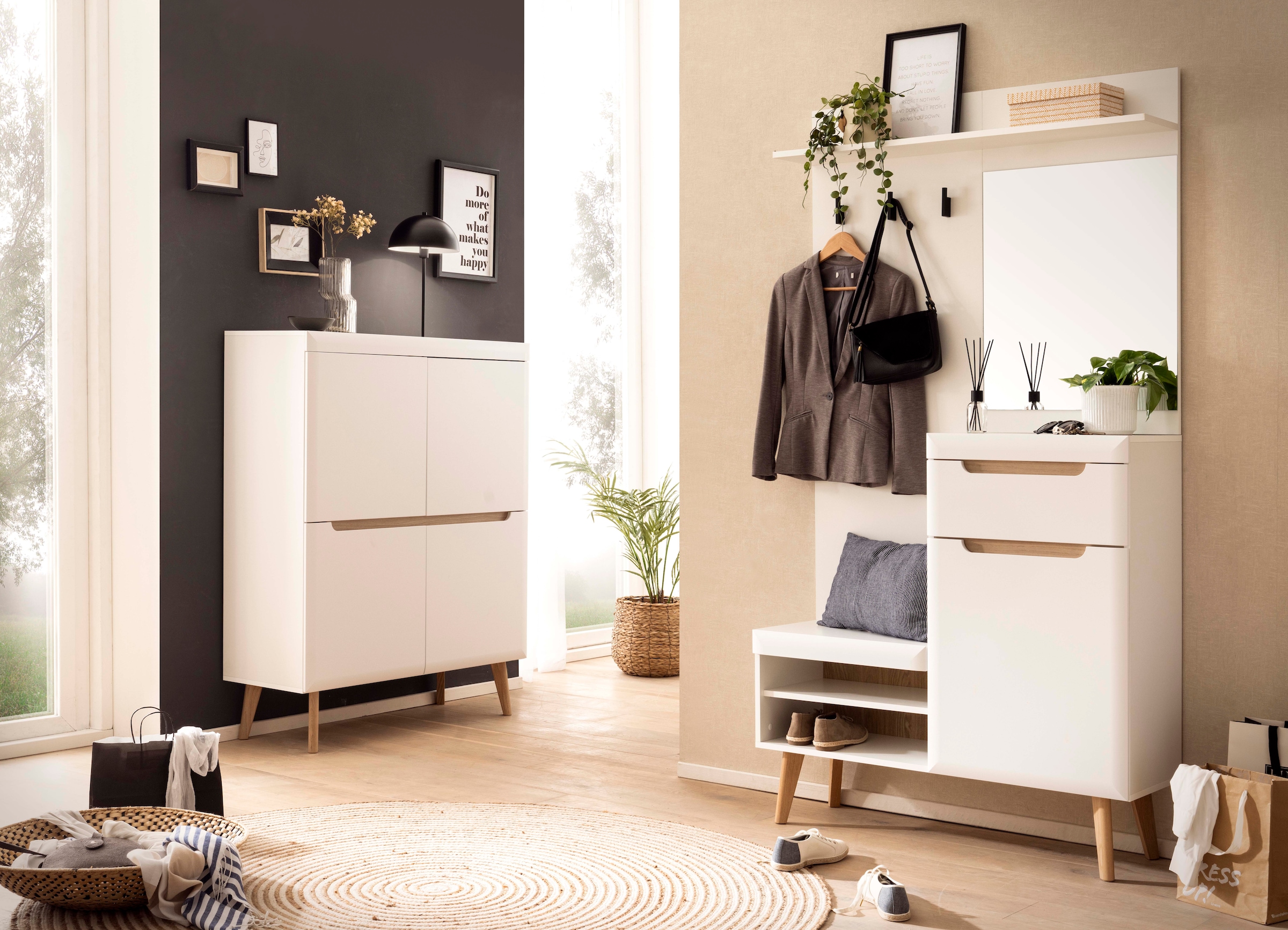 Home affaire Garderoben-Set »Torge, Garderobe mit Stauraum, Garderobenschrank im Scandic Design« Set, 2 Stk. tlg.