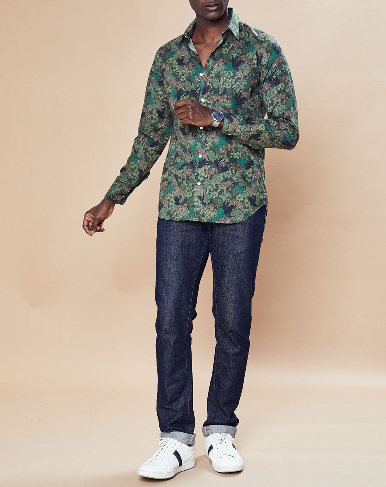 Hartford Chemise Slim Fit Storm imprimée jungle verte