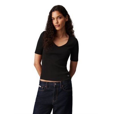 Tee-shirt à manches courtes femme Wovenlabel CALVIN KLEIN