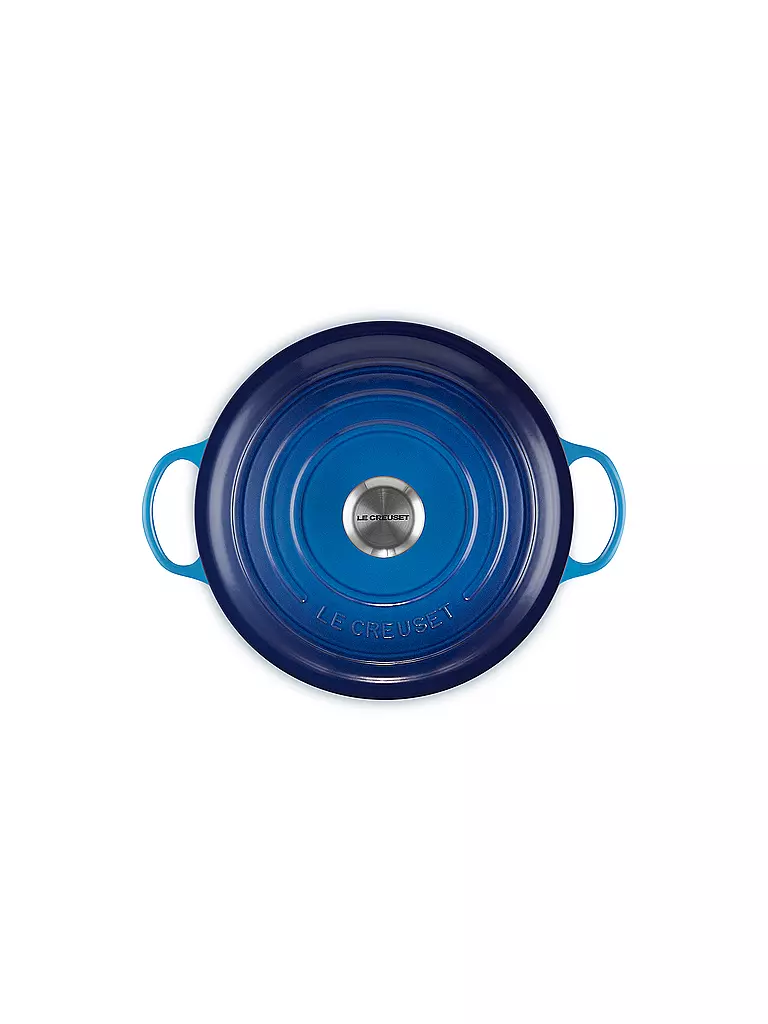 LE CREUSET Gusseisen-Bräter mit Deckel 26cm LA MARMITE SIGNATURE Azure blau