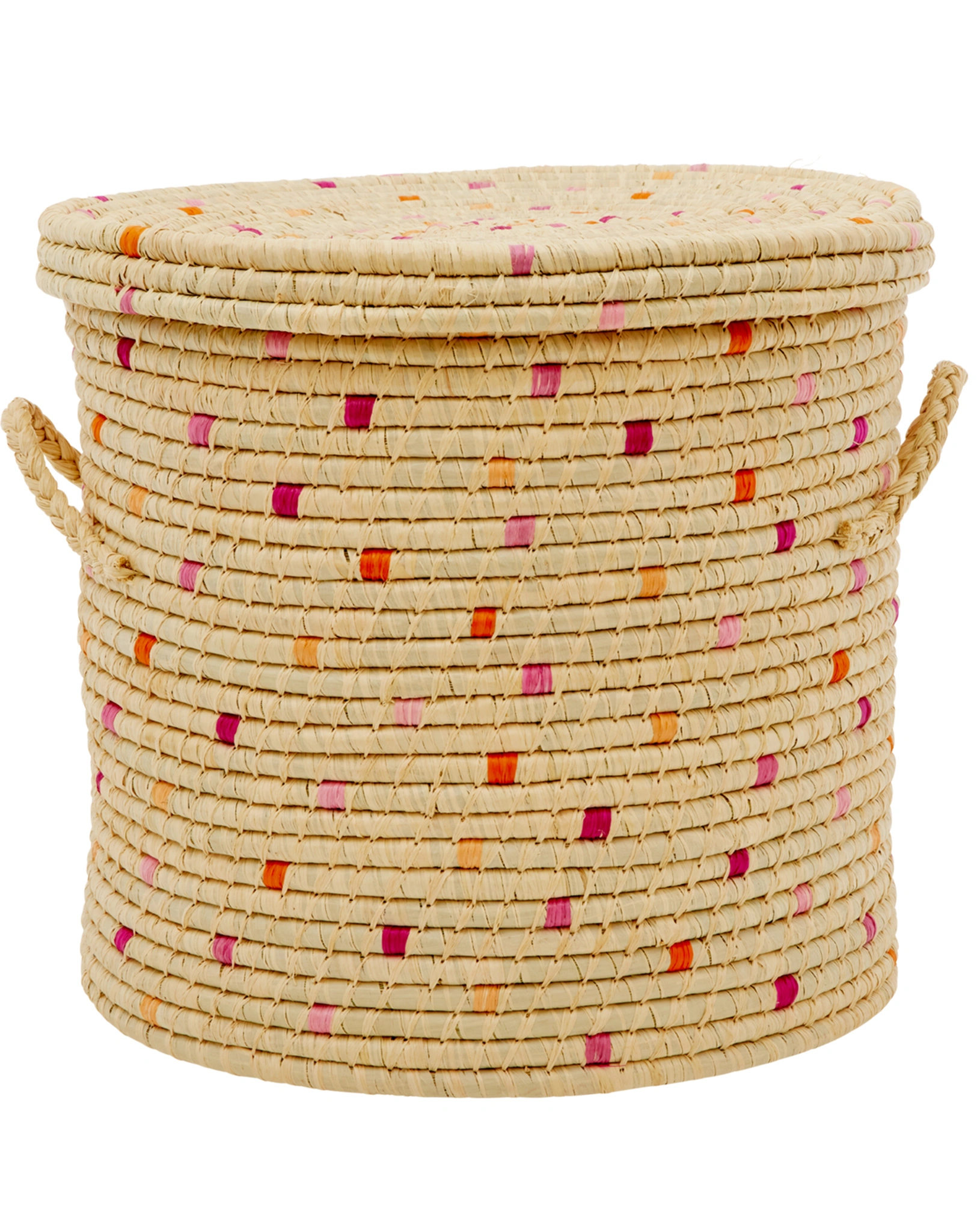 Raffia-Aufbewahrungskorb DETAILS IN RED 2er-Set mit Deckel in rot