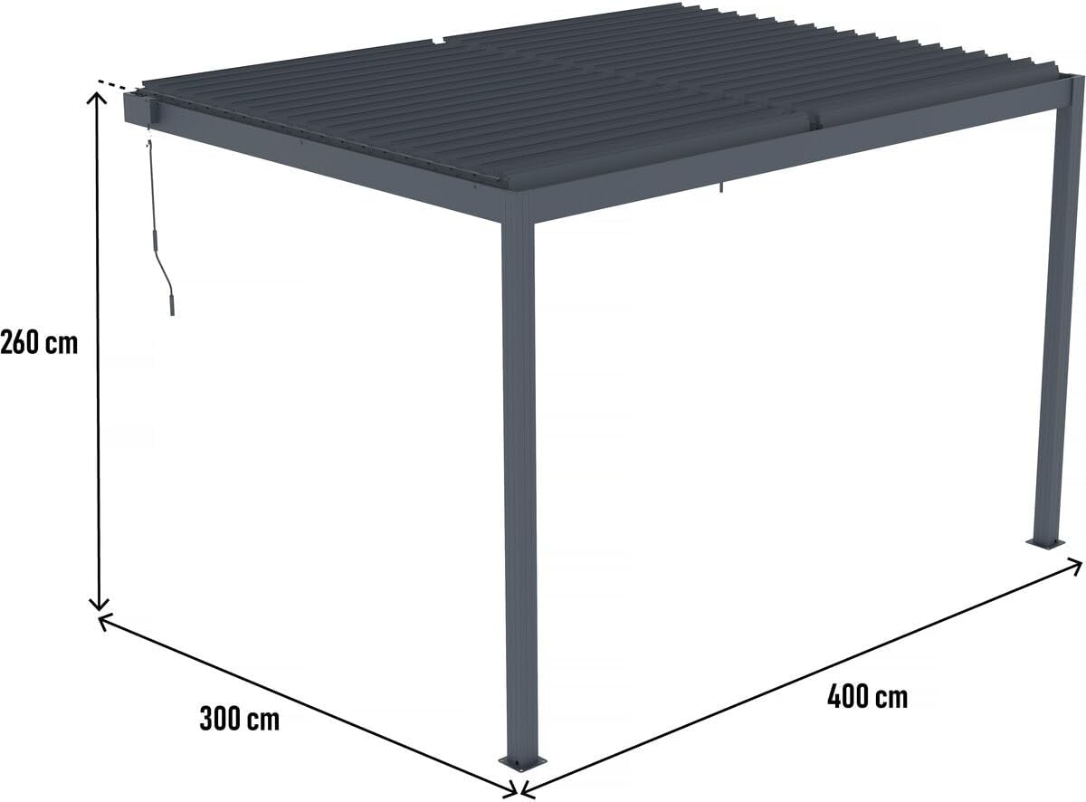Habitat et Jardin Bioklimatische Pergola mit LED zum Anbau Windsor - 3 x 4 m - Anthrazit