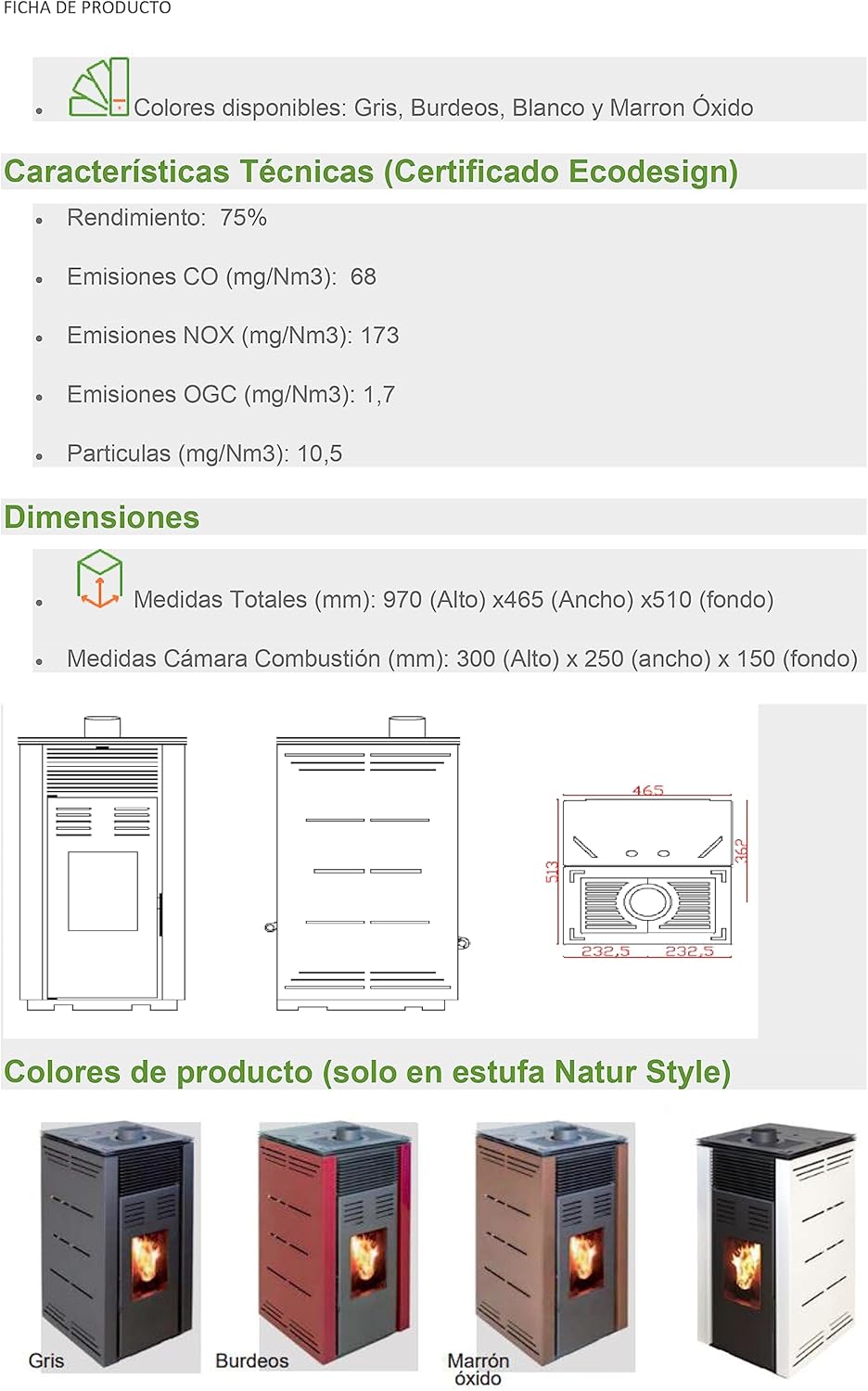 JOIMA - Pelletofen ohne Strom Natur Style Modell 8 kW (Braun)