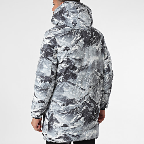 Doudoune Capuche Blanc Gris