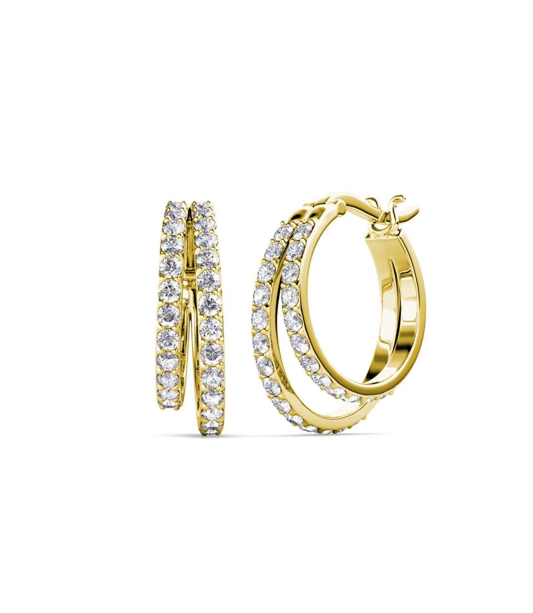 Boucles d'oreilles Duo Circlet - Or Rosé et Cristal