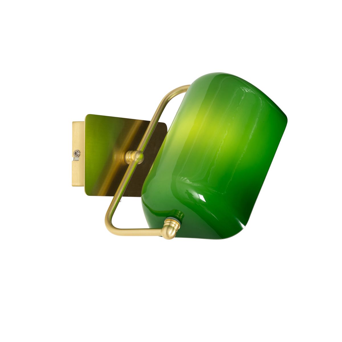 Klassieke notaris wandlamp messing met groen glas - Banker