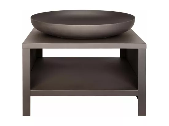 Brasero en acier avec range bois - Noir - D 80,8 x H 63,2 cm