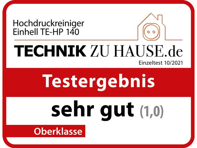 Einhell Hochdruckreiniger TE-HP 140 Expert Hochdruckreiniger mit Pistole, Druckschlauch, Lanze, rotierender Düse, Punkt- und Breitstrahldüse, Bürste, Sprühmittelbehälter und Terassenreiniger