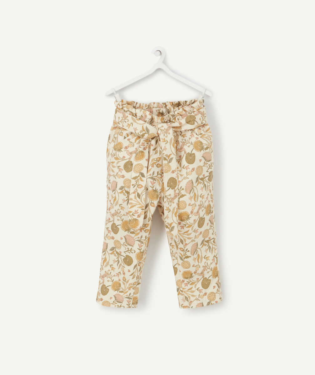 PANTALON DROIT FLUIDE BÉBÉ FILLE EN COTON IMPRIMÉ FLEURI
