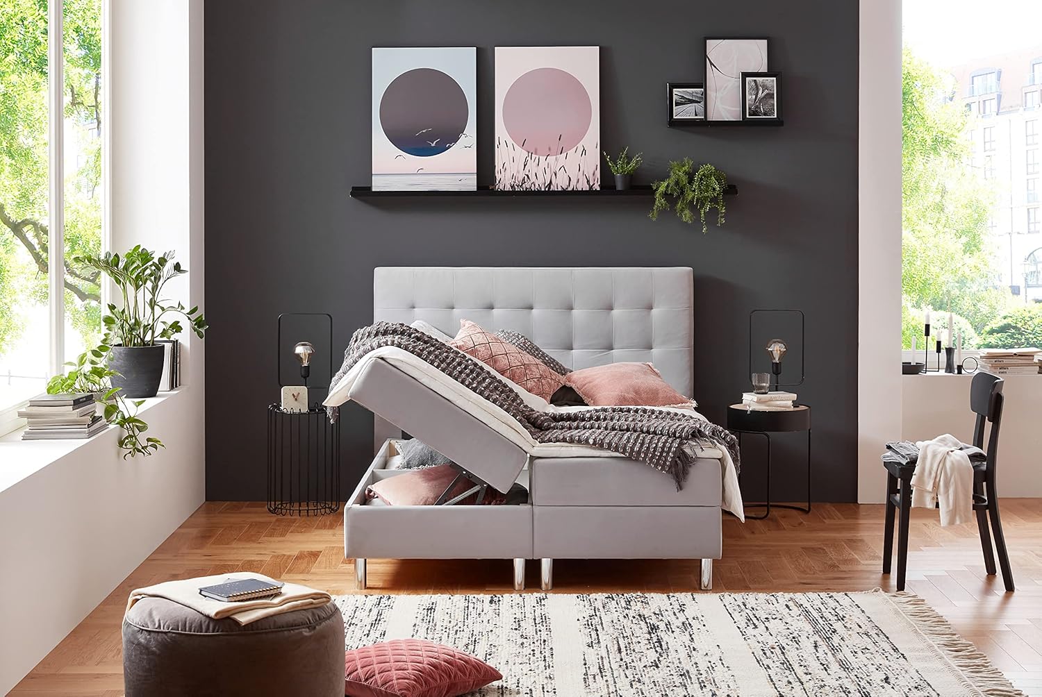 Atlantic Home Collection Boxbett mit integrierter Taschederkernmatratze und Stauraum Holly, 140 x 200 cm, 140 x 200 cm