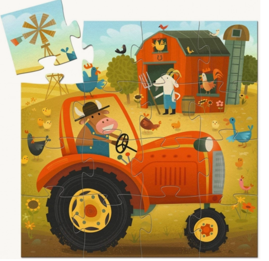 Djeco dj07275 Puzzel tractor 16stukjes