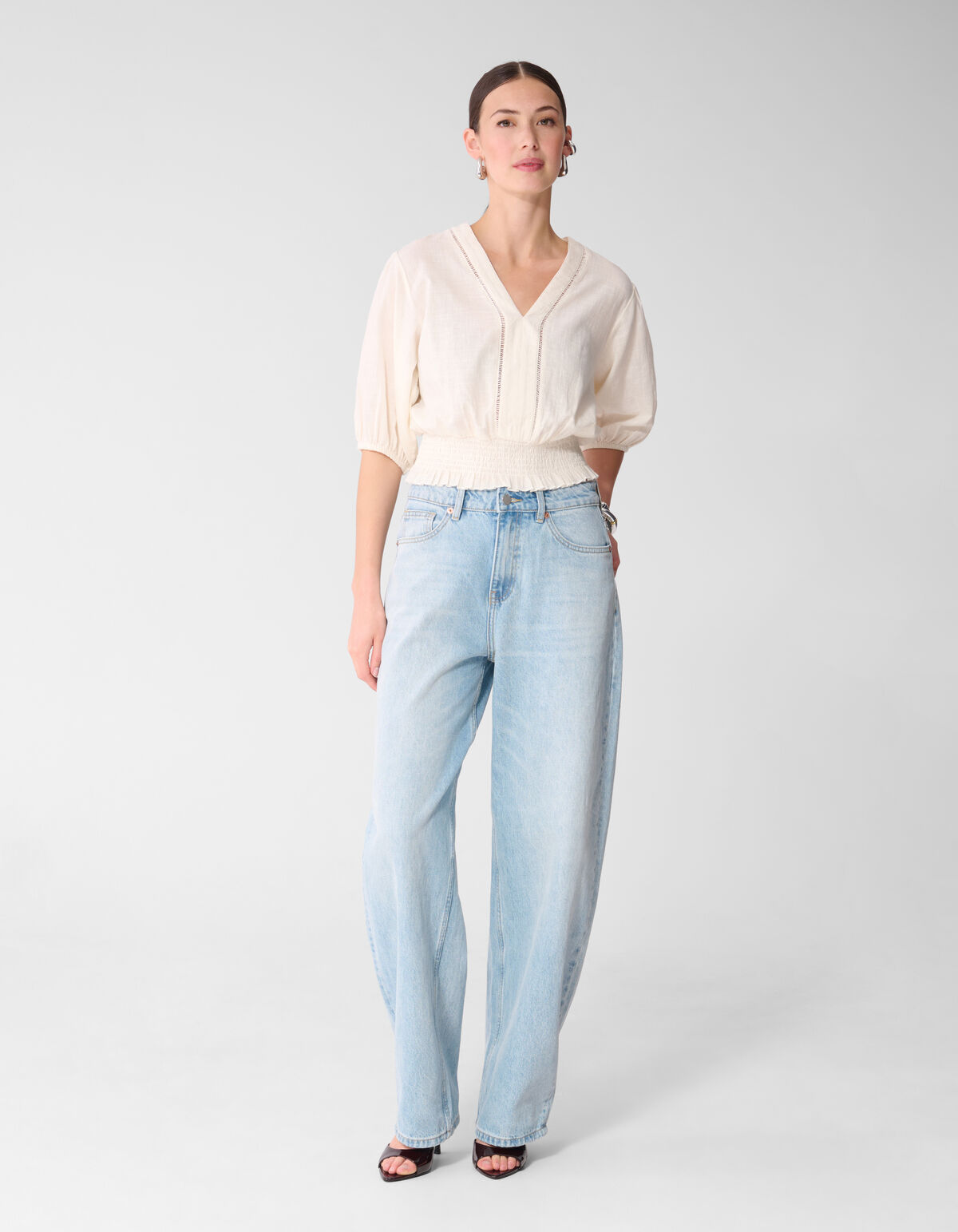 Tape Cropped Top Gebroken Wit
