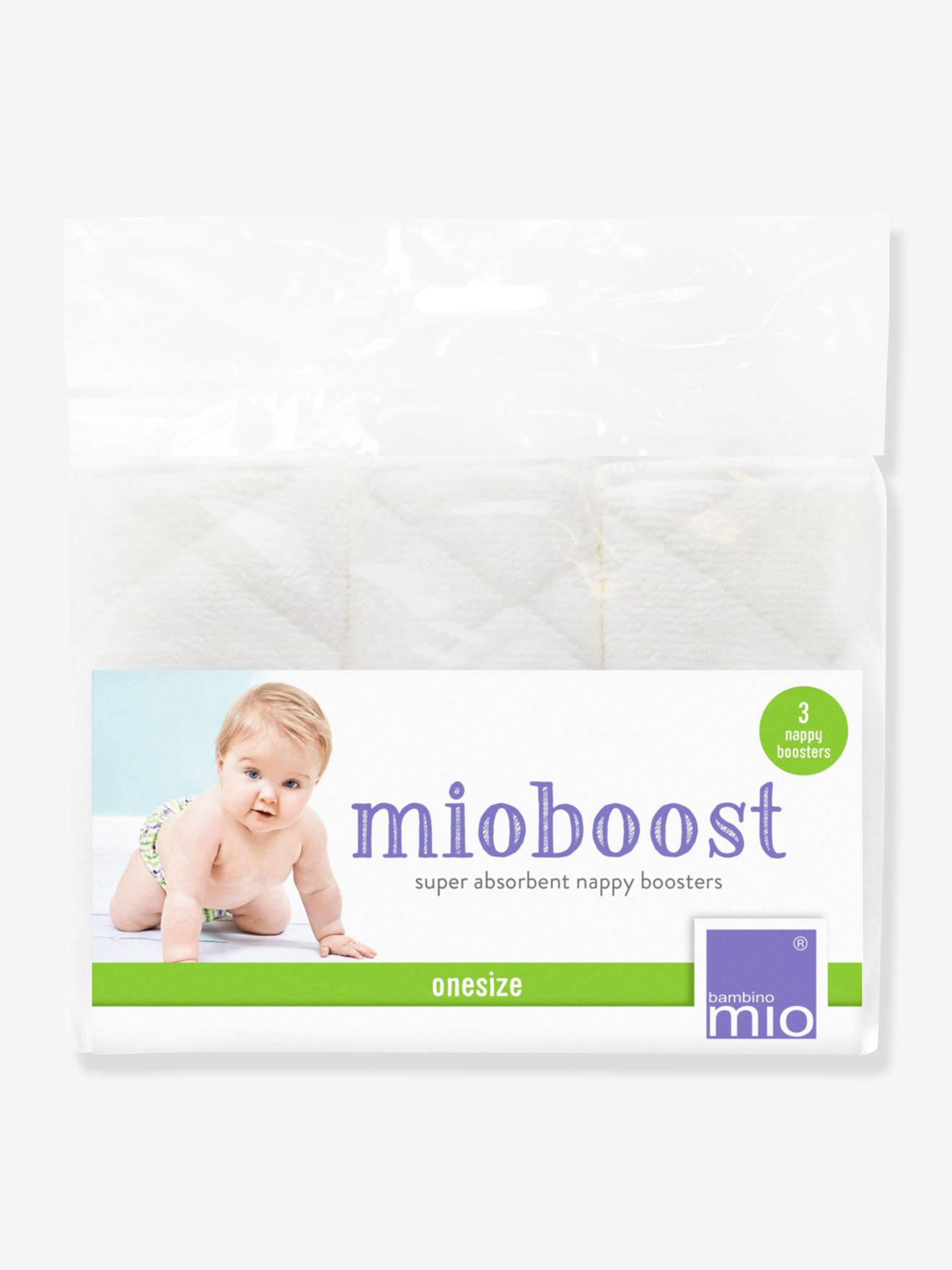 Mioboost, absorvente para fraldas reutilizáveis (x3) BAMBINO MIO tamanho médio branco liso com estampas