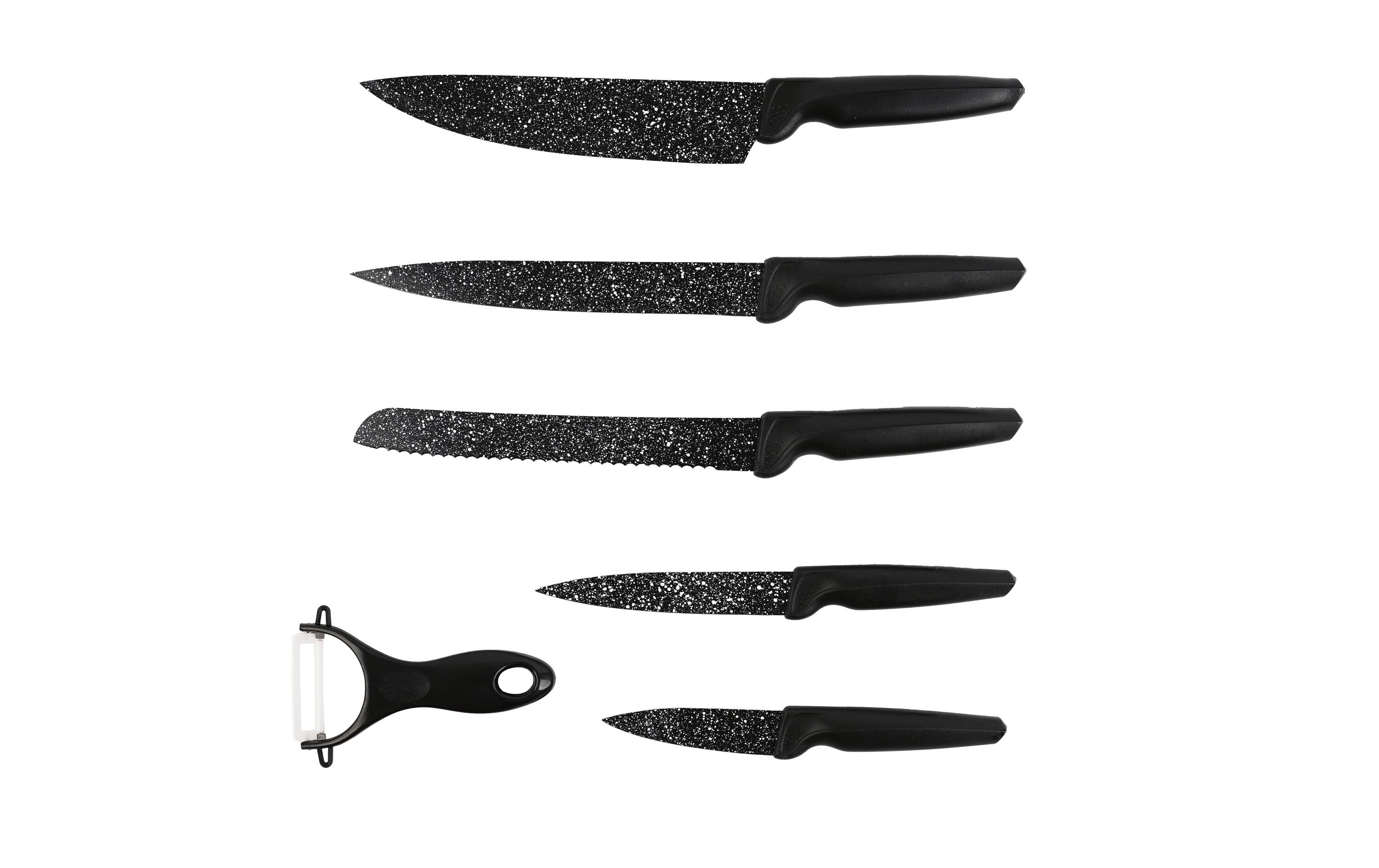 Messerset mit Sparschäler 6-teilig, SchwarzMesserset