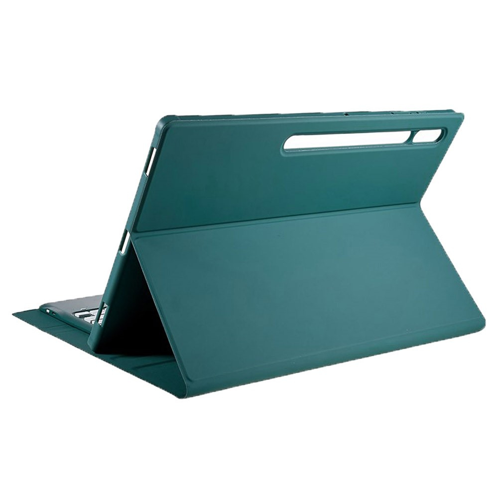 Samsung Galaxy Tab S9 Ultra Leder Tasche mit abnehmbarer Bluetooth Tastatur Keyboard   S-Pen Halterung (QWERTY) - Dunkelgrün