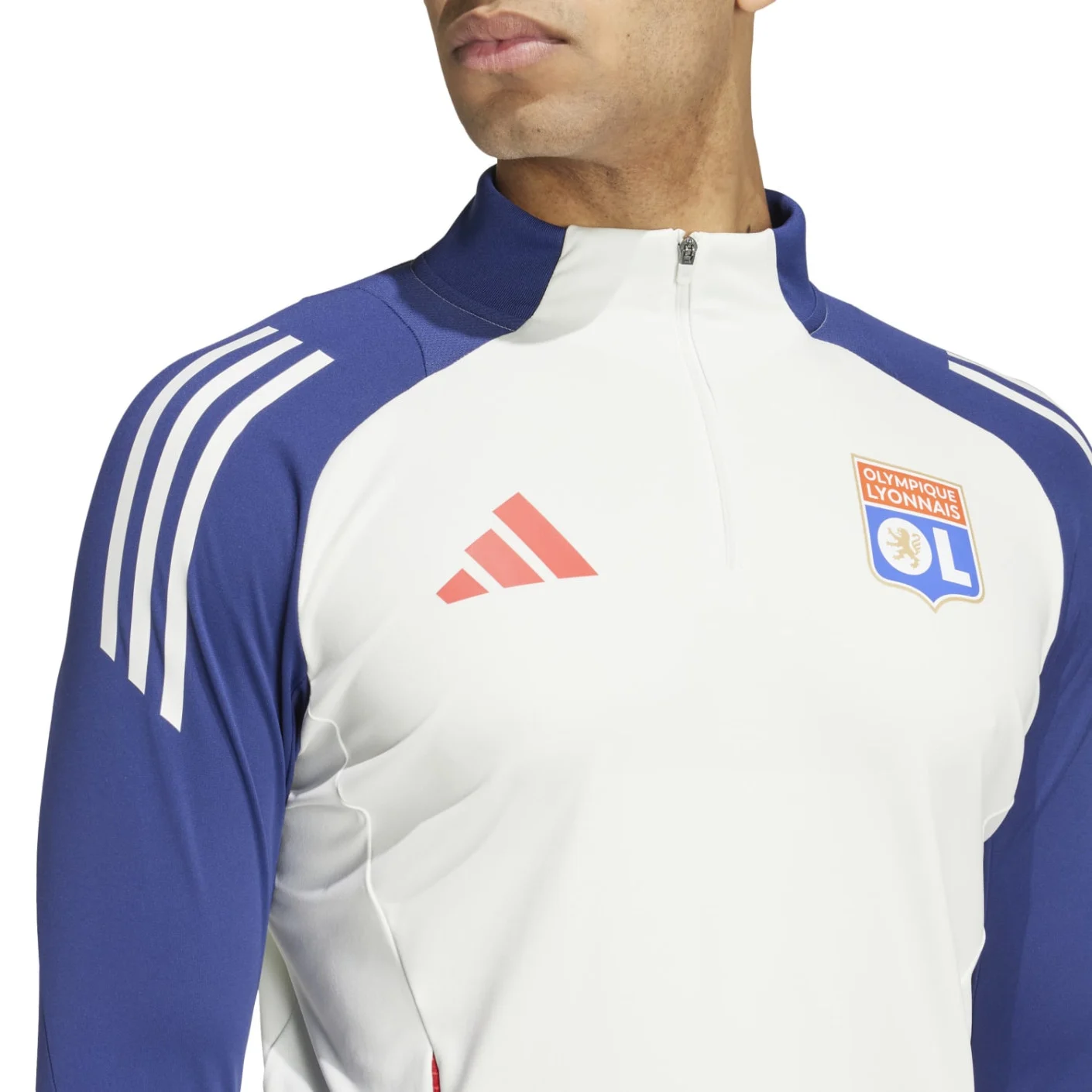 Adidas Olympique Lyon Trainingstrui 1/4-Zip 2024-2025 Wit Donkerblauw Rood