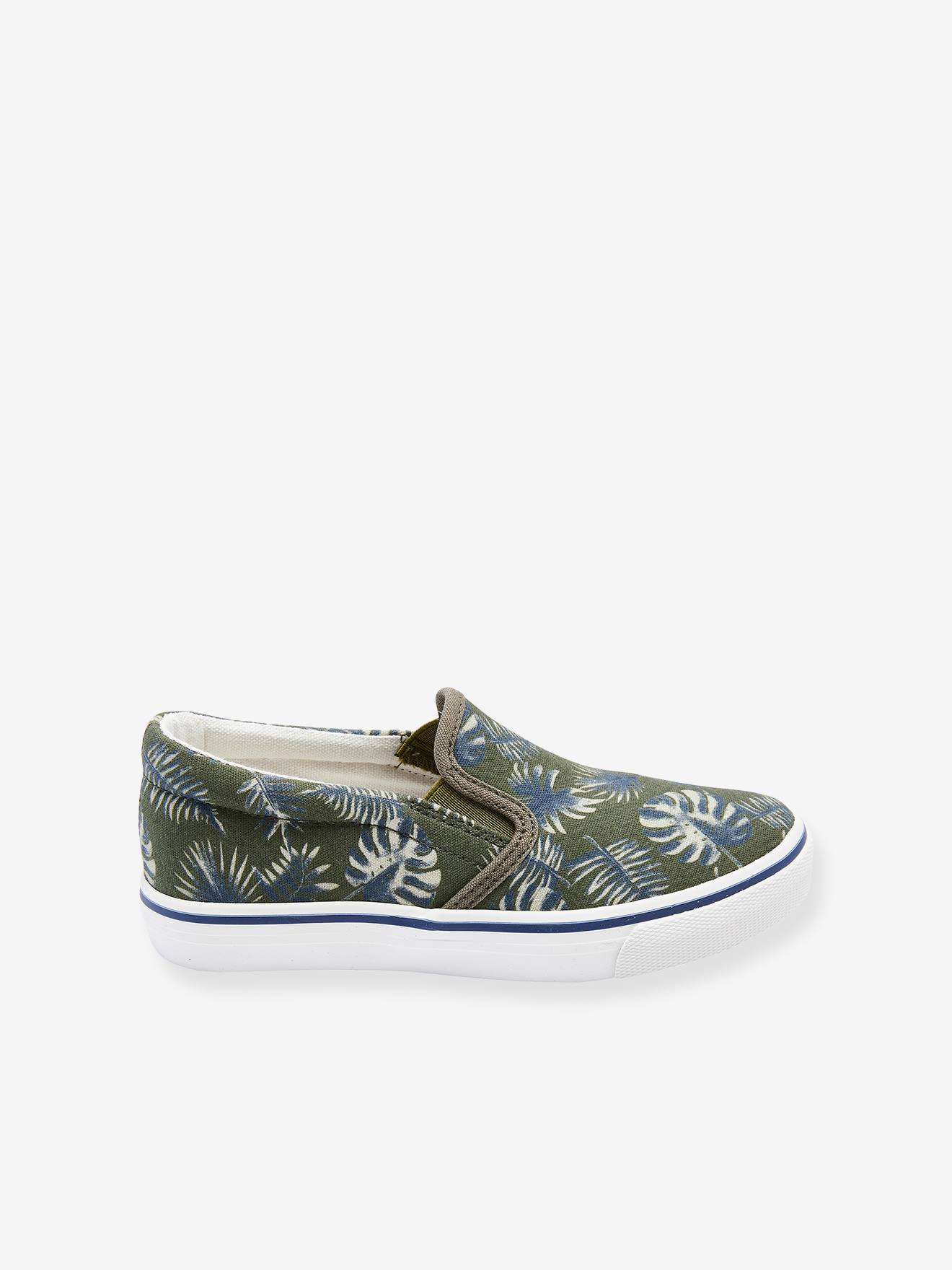 Tênis slip-on verde-escuro estampado para meninos