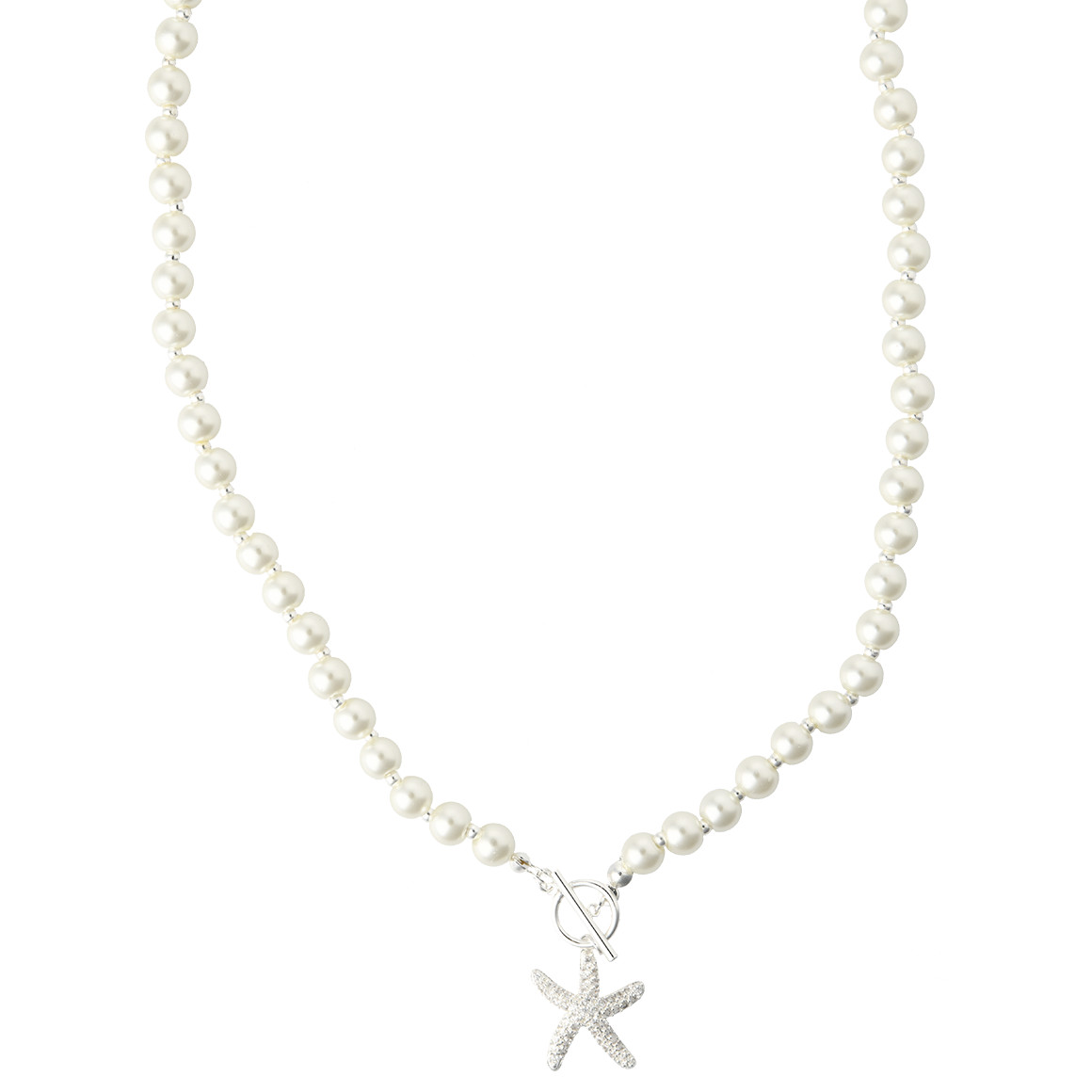 Gina Benotti Damen Perlenkette mit Seestern silber / weiss