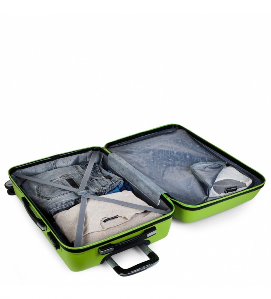 Mala de cabine com rodinhas ITACA em ABS T71650, cor pistache - 55x40x20cm -