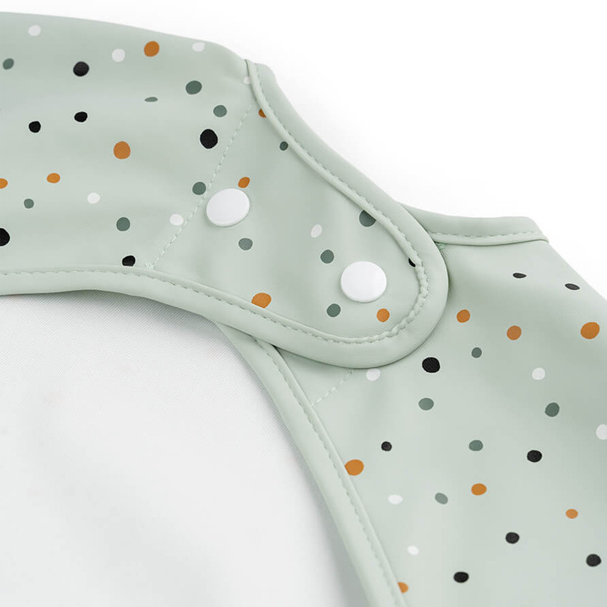 Bavoir tablier manches longues avec poche - Happy Dots Vert